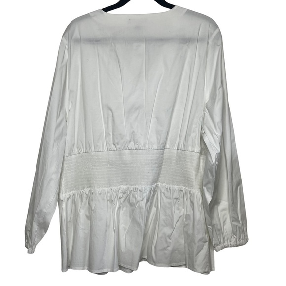 Lane Bryant Size 22 White Cotton Blouse with Corset Tie Waist NWT - Picture 6 of 8